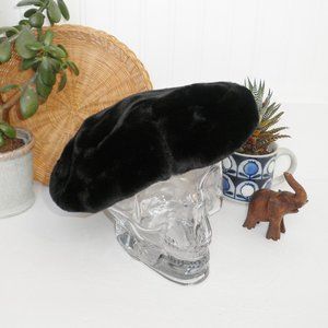 Vintage Y2K Faux Fur Beret Indie Sleeze 2000s Trendy Hat by Dennis Basso